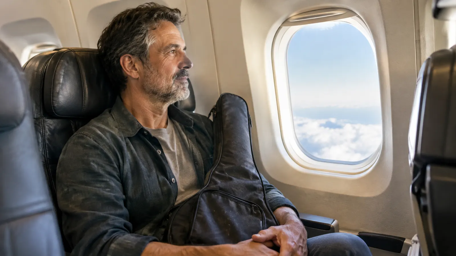 A Donner Concert Ukulele in the Overhead Bin to Oahu